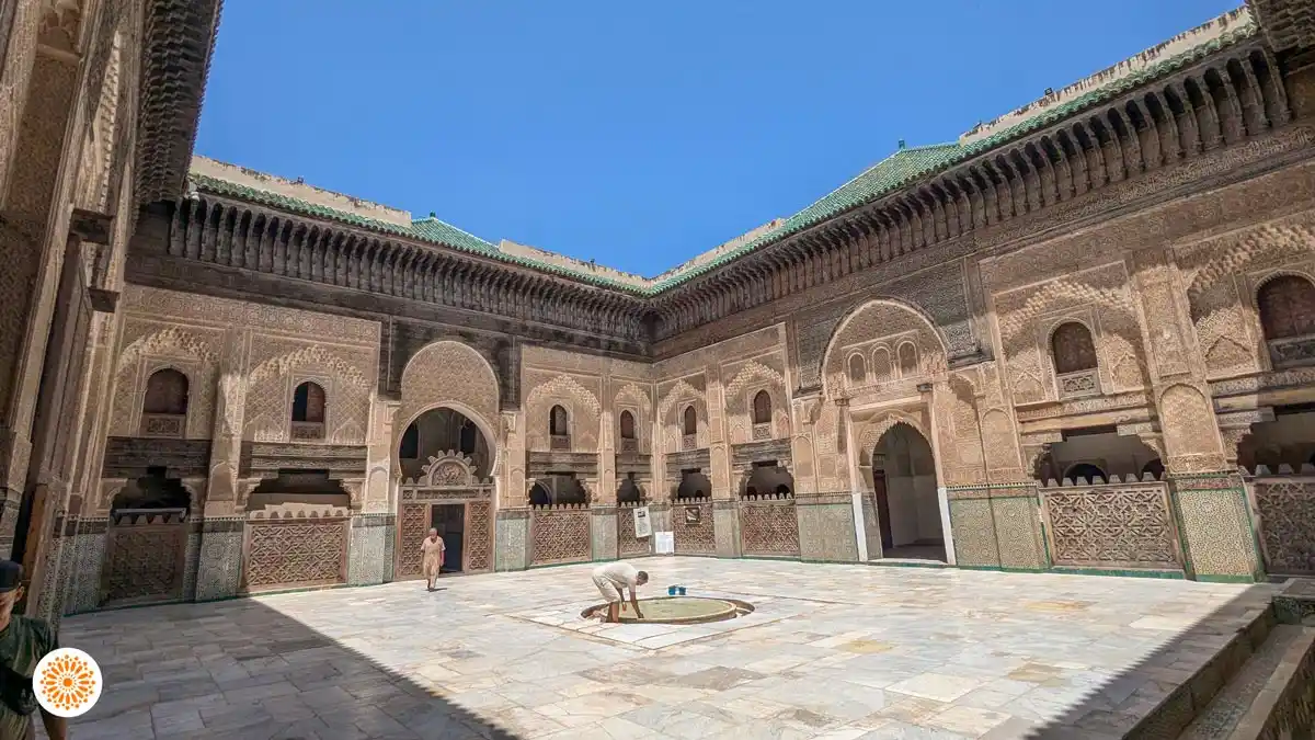 What is the City of Fez Famous For courtyard of the bouninania madrassa in fez morocco