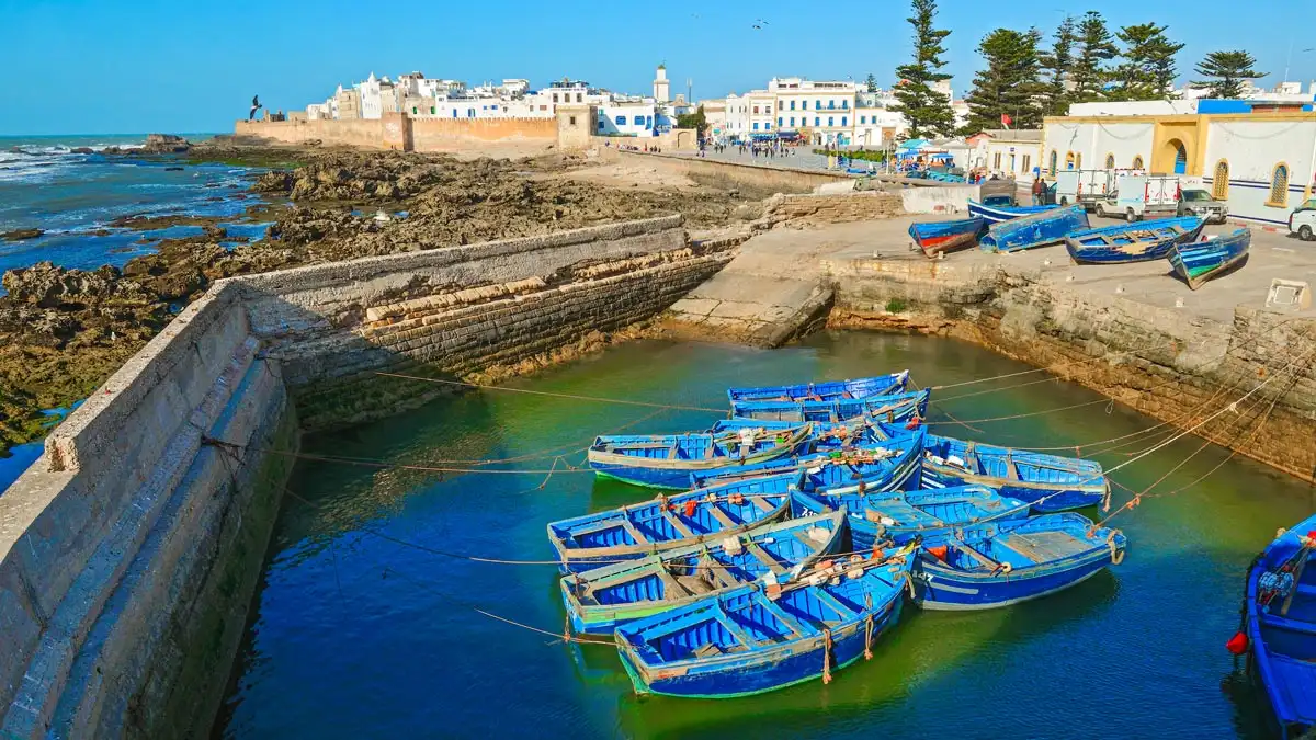 Best Places to Travel in Morocco. boats in the port in essaouir city in morocco